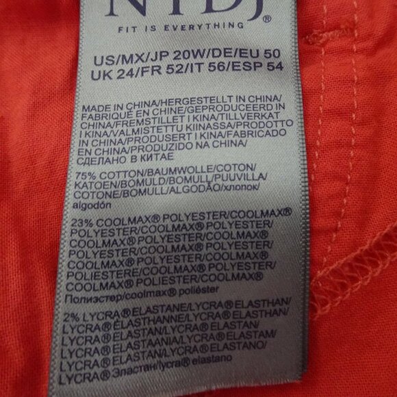 NYDJ Cropped Jeans Women's Plus Size 20W Pink Coral Denim Marilyn Straight - Picture 11 of 12